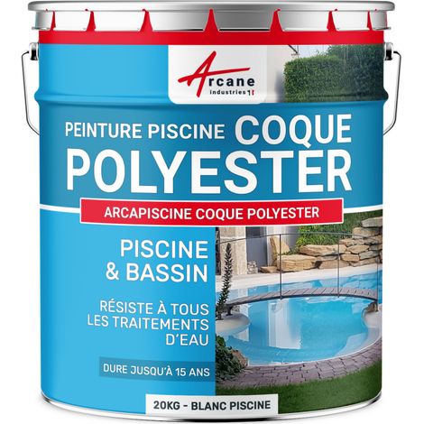 Schwimmbadfarbe - Farbe für Pools und Becken aus Polyester, Beton, Fliesen - ARCAPISCINE - weißer Pool - 20kg bis zu 65m² für 2 Schichten