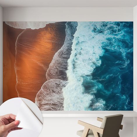 Papier peint adhésif avec colle pour décoration moderne de salon chambre à coucher cuisine et bureau Facile Symbiose marine 152x104 cm (1/5)