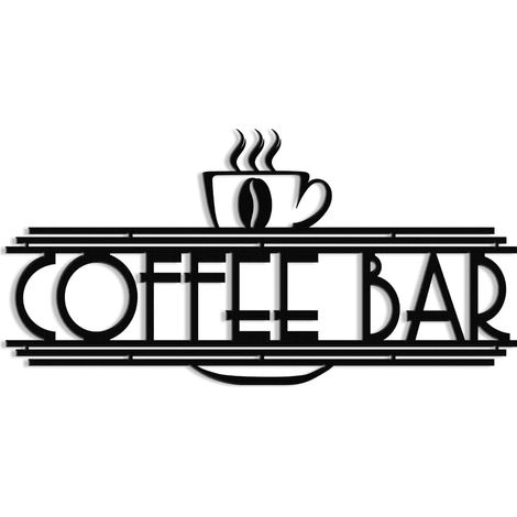 Panneau de café en métal pour décoration murale de bar à café, panneau de café en métal et bar à thé à suspendre pour accessoires de décoration de cuisine (noir – bar à café, 40,6 x 20,3 cm) (1/5)