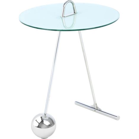 Tavolino Pendulum in vetro marmorizzato e acciaio (1/3)
