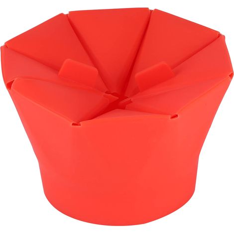 Faltbare Popcornschüssel für die Mikrowelle, DIY-Silikon-Popcornmaschine, Küchenhelfer, Rot (1/5)