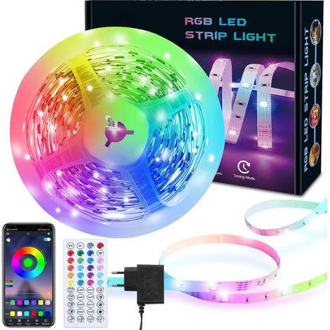 Ruban LED 5m, LED Chambre, Bande LED, 150 LED, 30 LED/Mètre, LED 5m 1x5m, 24V, APP et Télécommande, Synchronisation de la Musique, Mode Minuterie, pour Chambre, Salle de Jeux, Fête, Festival [Classe (1/5)