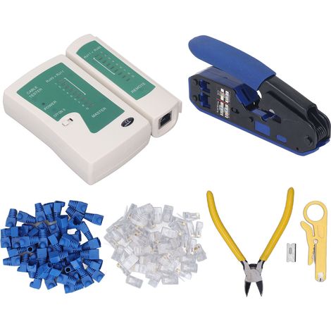 RJ45-Crimpwerkzeug-Set, Abisolierwerkzeug 8P8C, Kristallnetztester für Cat5- und Cat6-Steckverbinder (1/5)