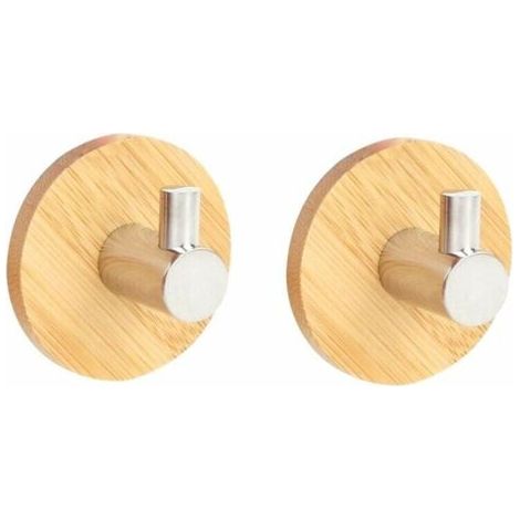 2 x Imperméable Crochet Adhésif Bambou et Acier Inoxydable Crochets Crochets Muraux de Porte en Métal avec Autocollant pour Salle de Bains Cuisine Mur Plafond Placard (1/5)