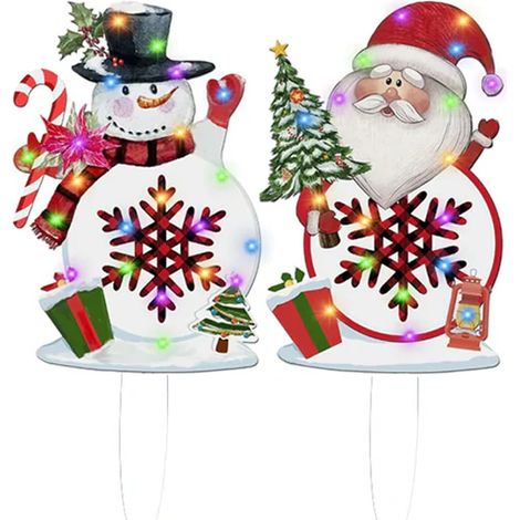 Lot de 2 ou 3 lampes de jardin extérieur de Noël, décorations lumineuses pour allée et chemin, style 3 (1/2)
