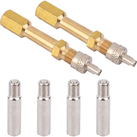 4 Rallonges Valve & 2 Extensions Tige, 39mm & 50mm Adaptateur de Pneu en Laiton Résistant avec Alésage Droit Rallonges de Gonflage Universel pour Voiture Camion Moto Vélo Tondeuse Trottinette (1/5)