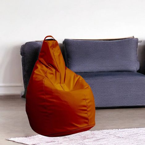Dmora - Puf Aunter, Sillón multiusos, Puf, Puf reposapiés, Made in Italy, 90x90 h120 cm, Naranja (1/3)
