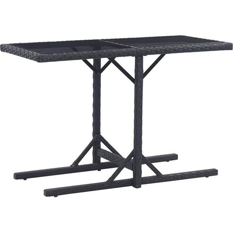 Gartentisch Schwarz 110×53×72 cm Glas und Poly Rattan