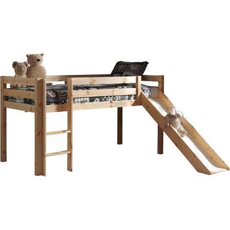 Letto a mezza altezza 90x200 con scivolo Rete inclusa Vipack Pino Legno (1/3)