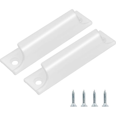 2 Pcs Poignées de Porte de Balcon en Métal, Poignée de Porte Coulissante, Poignée de Barre en Aluminium, Poignee de Tiroir pour Armoires, Fenêtres, Balcon Extérieure (Blanc) (1/5)