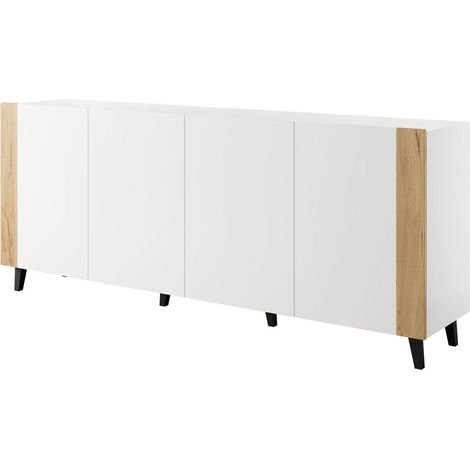 Commode de rangement Meuble universel 200x82x42 cm Blanc mat FUTI sur pieds (1/3)