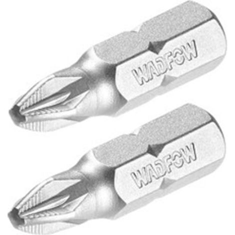 Jeu d'embouts Pozidriv WADFOW 25 mm PZ1/PZ2 en acier CR-V, trempé et sablé sous blister (1/3)