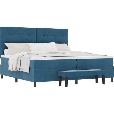 Maison Exclusive - Letto a molle con testiera Blu scuro 200 x 200 cm Velluto (1/5)
