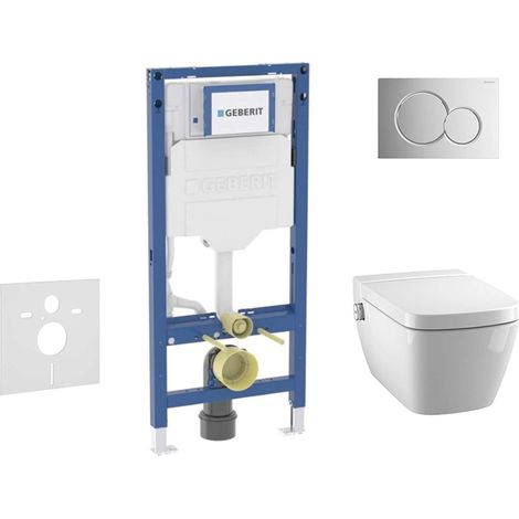 Geberit Duofix - Set bâti-support, cuvette TECEone et abattant softclose, plaque de déclenchement Sigma01, chrome brillant SANI11CT1101 (1/5)