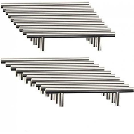 20 Poignées T Inox 96mm Acier Brossé, Cuisine (1/5)