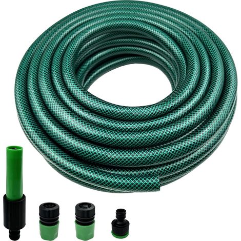 Tuyau d'arrosage court en PVC avec connexion rapide en plastique – 15 m, étanche et anti-nœuds, tuyau de raccordement ID de 12 mm pour machine à laver, camping-car, caravane (1/5)