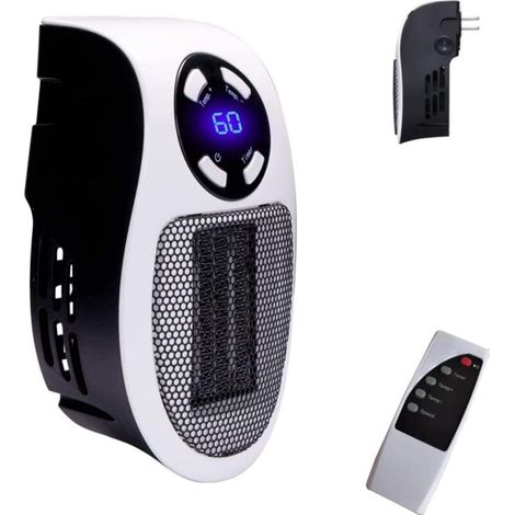 Chauffage soufflant céramique intelligent 500 W, radiateur électrique avec prise murale, thermostat et minuterie réglables, indicateur LED, chauffage rapide, faible consommation, utilisation sûre (1/5)