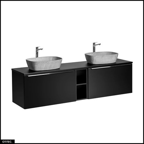Set de meubles sous vasque - 180 cm - avec 2 Vasques à poser et Plan - BOLD BLACK (1/5)