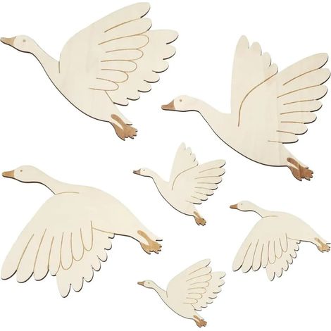 6 ensembles élégants de motifs de cygne pour la décoration des murs de la chambre des enfants, style bohème, ensembles DIY en bois pour l'artisanat et la décoration (en bois) (1/5)