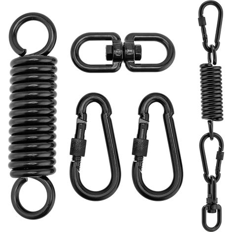 Ressort de Suspension avec Anneau Rotatif à 360° et 2 Mousquetons, Ressort Oscillant pour Fauteuil Suspendu Crochet de Ressort de Hamac
