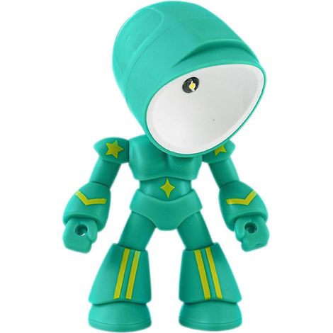Veilleuse robot pour chambre d'enfant, mignonne, rechargeable par USB, lampe de bureau LED douce pour les yeux, décoration esthétique pour chambre d'enfant et dortoir, verte (1/5)