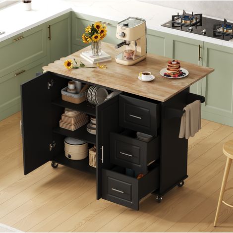 Mueble cocina con almacenaje y ruedas 137 cm OKMYHOME (1/5)