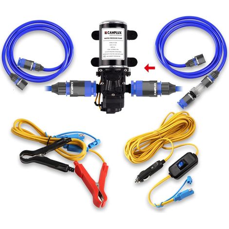 CAMPLUX PP-3206 Pompe à Eau 6 L/Min, DC12V, 4,5 Bar, Haute Pression pour Caravane, Bateau, Système d’Eau Chaude au Gaz (1/5)