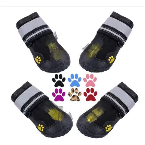 Bottes Chien, 4 pcs Chien Chaussure avec Résistant à l'usure, Anti-Slip intérieur Robuste, et Bande élastique pour Taille Moyenne et Grande Chien(8)
