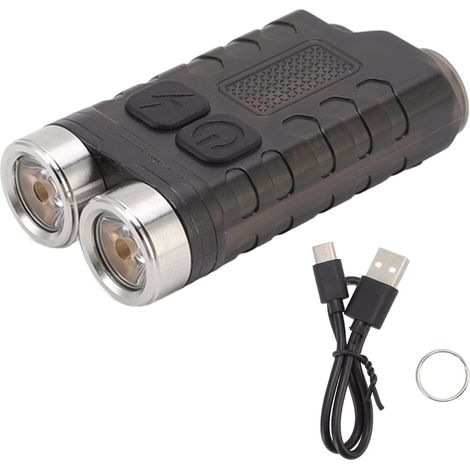 V3 Mini-Schlüsselanhänger-Taschenlampe, USB wiederaufladbar, klein, wasserdicht, für den Außenbereich, Camping, Wandern, Wartungslichter, tragbar, magnetisch, Schwarz (1/5)