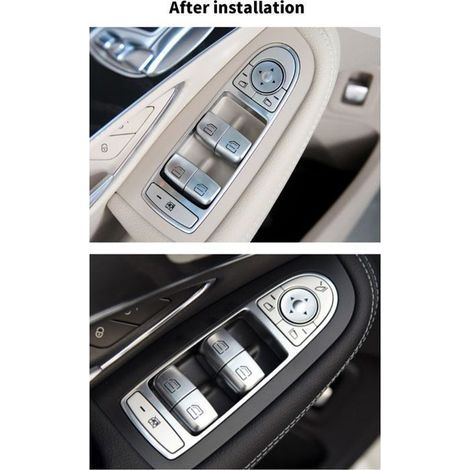 Bouton vitre- Mercedes C/GLC W205 W213 2015-2023 ABS – Remplacement facile – Noir/Beige (1/5)