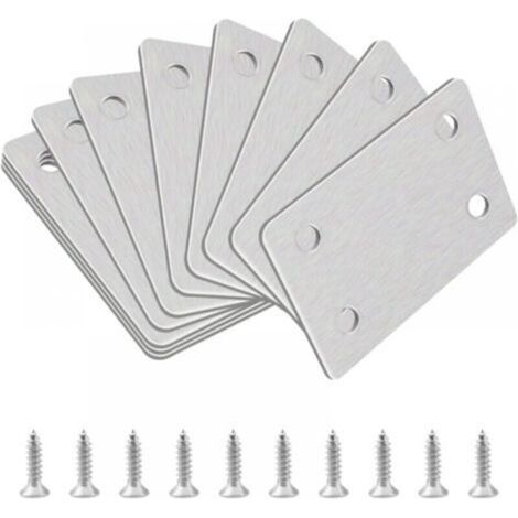 Flat Corner Braces, 10 Pcs Stainless Steel Straight Support Shelf Bracket Flat Corner Braces Repair Plates Assembly (1/4)