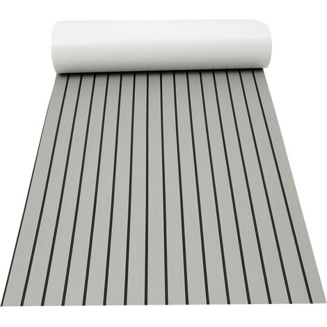 couche marine en mousse EVA 240 cm × 90 cm × 6 mm Tapis antidérapant pour yacht (dos adhésif) Revêtement de sol en teck synthétique Gris clair + noir (1/5)