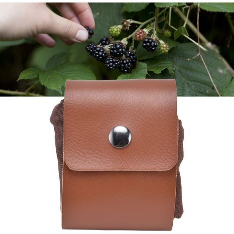 Sac à cueillir des fruits, sac à outils à porter à la taille, sac de rangement pour la jungle, sac de cueillette en extérieur, PU marron (1/5)