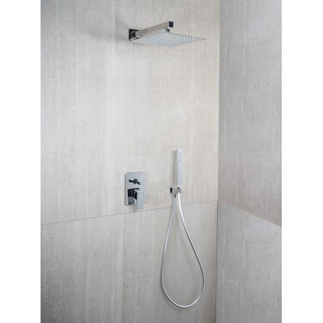 Metaform - Saliscendi Doccia con soffione e doccetta Cromo in Acciaio inox e ottone cromato Mod. Hera direct