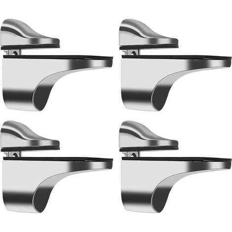 BEBUSINGOTO Soporte de estante de vidrio de 4 piezas, estante de vidrio de baño de aleación de zinc pulido ajustable para pisos de vidrio y madera de hasta 3-20 mm de espesor máximo (1/5)