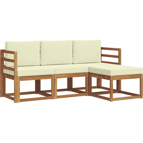 Outdoor Sofa Set with Cushion 4 pcs Natural and Cream vidaXL
