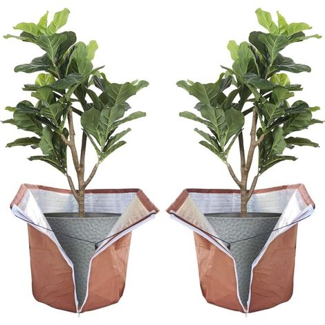 Sac Antigel pour Plantes en Pot 40 x 40 cm 2 Pièces, Protection Hivernale pour Plantes, avec Fermeture Éclair et Cordon de Serrage, Facile à Installer, Conserve la Chaleur, Protection Contre le (1/4)
