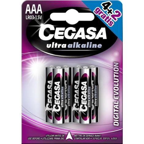 Cegasa Ultra Alcaline Pack de 6 Pilas LR03 AAA
CaracterÃ­sticas:
-Las pilas CEGASA ULTRA ALKALINE es la nueva generaciÃ³n de pilas alcalinas desarroll (1/3)