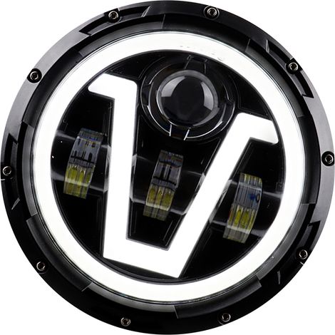 1 phare de moto 12 V/24 V 7" en forme de V LED avec clignotants DRL Hi/Lo faisceau de remplacement pour Jeep Wrangler JK JKU CJ LJ TJ Hummer H1 H2 (1/5)