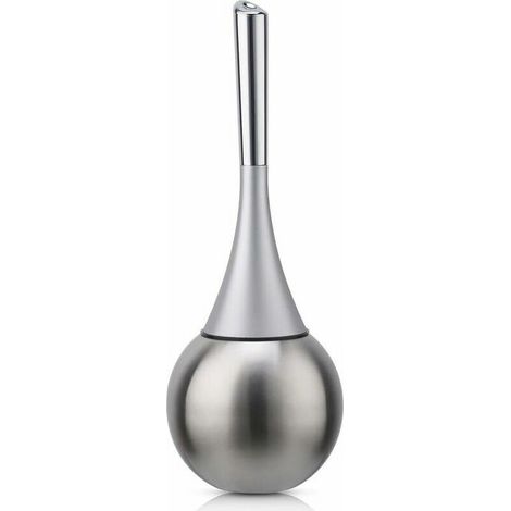 Porte-brosse WC autoportant en acier inoxydable finition brossée polie ensemble WC salles de bains (brosse incluse)-argent (1/5)