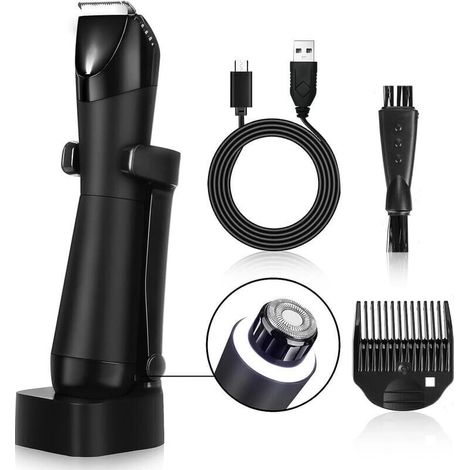 Herren-Körpertrimmer, 2-in-1-Körperrasierer, IPX7 wasserdicht, Intimtrimmer mit schnittfesten Keramikklingen, verstellbarem Kammaufsatz, Ladestation – Geschenk für Ehemann, Freunde, Vater – LIAIKI