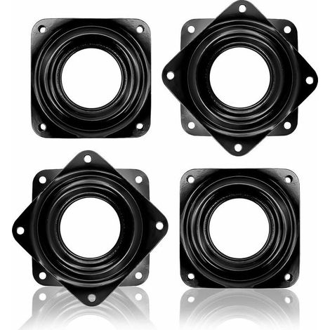 4 Pièces Plateaux Tournants Carrés Plaque de Roulement Rotative,Support Rotatif à 360° pour Meuble Écran Ordinateur/Poste TV -Noir,71 x 71 mm (1/5)