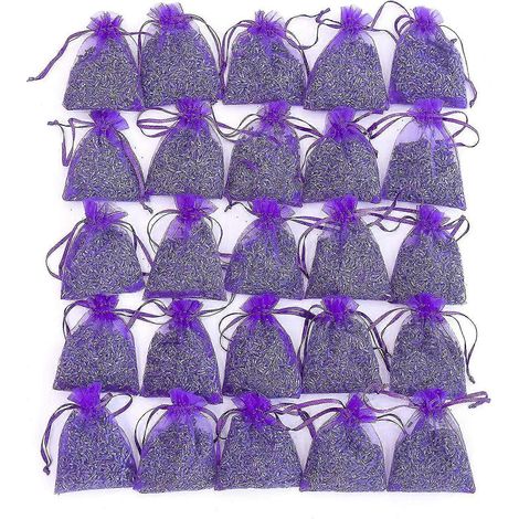 25 sachets de fleurs de lavande séchées, sachets de lavande, pour les tiroirs et les placards. (1/5)