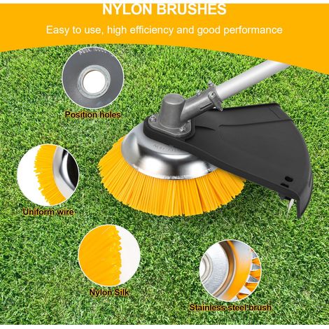 Brosse désherbeuse en nylon - Lot de 2 têtes de brosse en nylon de 25,4 x 200 mm (8 pouces) - Brosse désherbeuse - Coupe-bordures - Débroussailleuse (1/5)