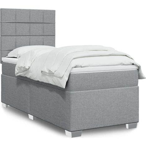 Boxspringbett mit Matratze Hellgrau 100x200 cm Stoff