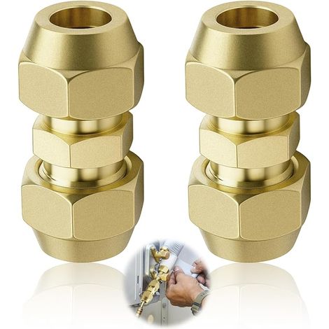 2 x 3/8" 3/8" Copper Tube Diameter 9.52mm Double End for Copper Pipes, Double Joint Copper Pipe Extension, for Air Conditioning - Seamless (1/5)