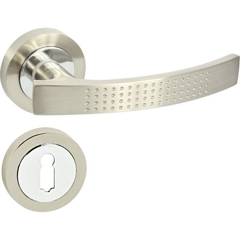 DOMINO Poignée de porte ALMA-R ECO M9 BB Poignée avec rosace BB pour clé Chrome/nickel brillant (1/5)