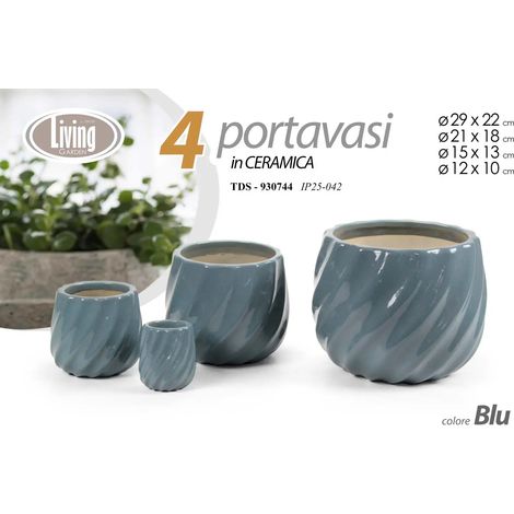 Set de 4 portavases de cerámica azul Ø29/21/15/12 cm