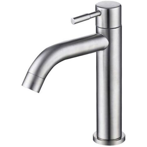 Wasserhahn, nur Kaltwasser, gebogener Auslauf, mit 80 cm Anti-Explosions-Schlauch (1/5)