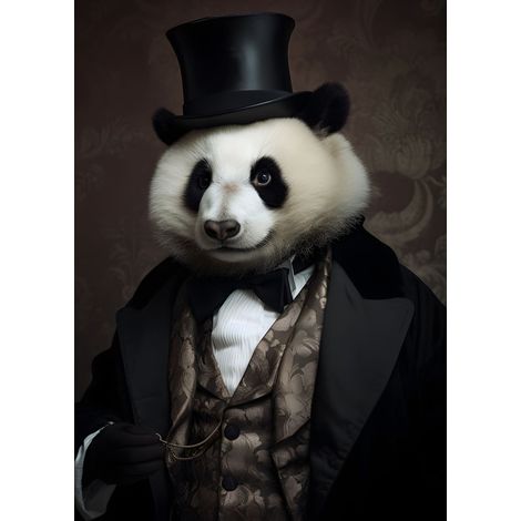 Tableau sur toile Panda dandy 100x140cm - Impression sur Toile Murale Décorative - Image imprimée en HD sur Toile - Toile sur Châssis en Bois FSC - Fabriqué en France (1/5)
